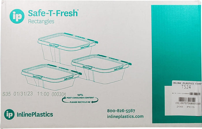 SO - Inline - TS24 - Safe-T-Fresh - Tamper Resistant Plastic Hinged Container - Clear - 24 oz