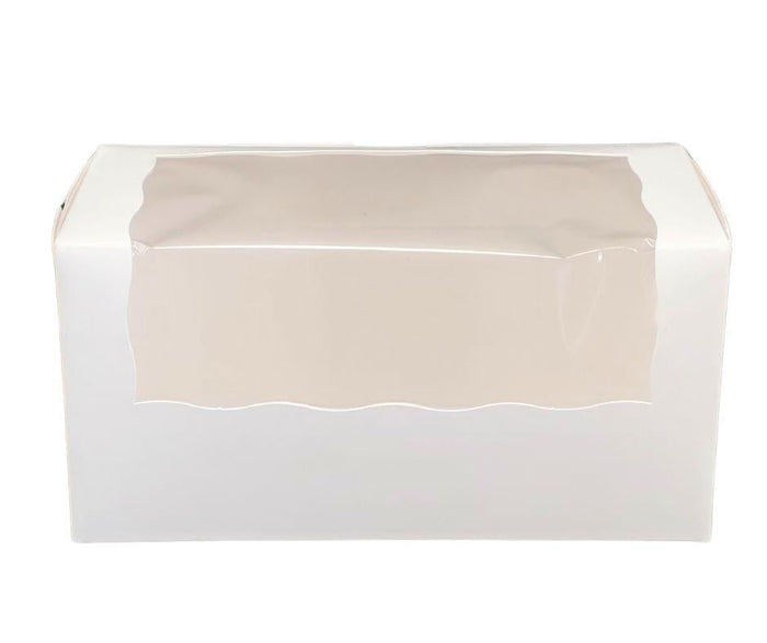 EB - Cup Cake Box with Window - White - 8 x 4 x 4 - Double / 2 Cupcake