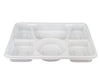 CLR - Plastic Tray (Thali) - 6 Compartment - White