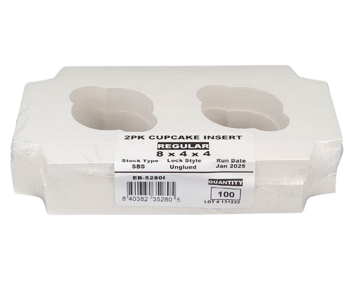 EB - 8 x 4 x 4 - 2 Cupcake Insert - White - 5280I