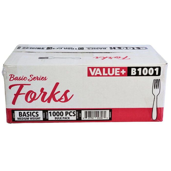 Value+ - Plastic Forks - White - Bulk - B1001