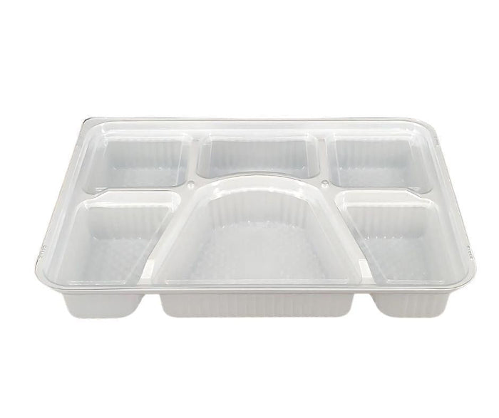 Take Out Tray - 6 Comp. - Combo - Black/White (Thali)
