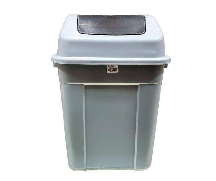 30L Square Waste Bin w/Push Lid - Grey