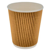 Morning Dew - 8 oz Tall Hot Paper Cup - Ripple - Kraft - RC-H8TK