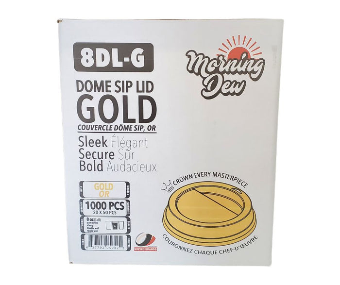 Morning Dew - Dome Sip Lid for 8oz Tall Hot Paper Cups - Gold - 8DL-G