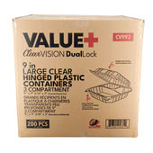 Value+ - Dual Lock - 9 in Large Clear Hinged Containers - 3 Comp - CV993