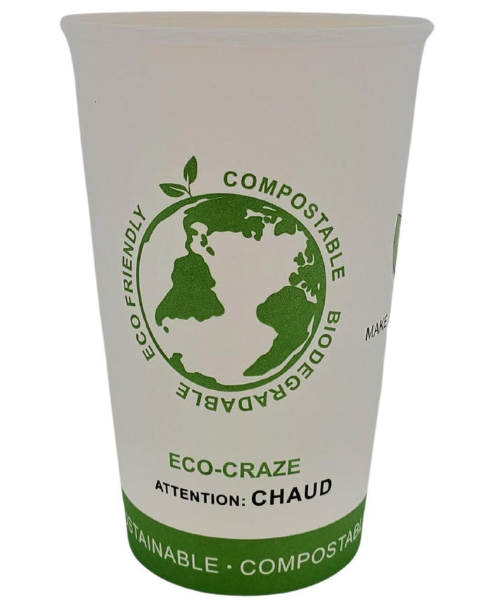 Eco-Craze - 16oz PLA Single Wall Hot Paper Cup - Printed