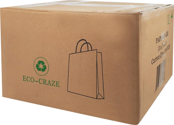 Eco Craze - Kraft Handle Paper Bags - 13x7x13